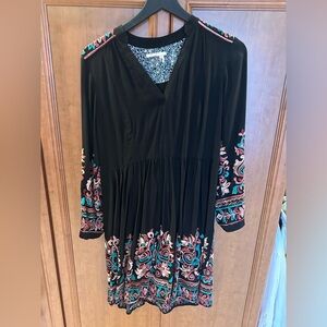 Black Anthropology dress with colorful embroidery! Excellent condition!